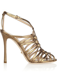 goldene Leder Sandaletten von Sergio Rossi
