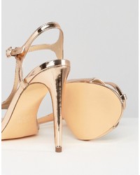 goldene Leder Sandaletten von New Look