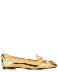 goldene Leder Slipper von Dolce & Gabbana