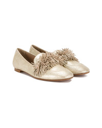 goldene Leder Slipper von Aquazzura