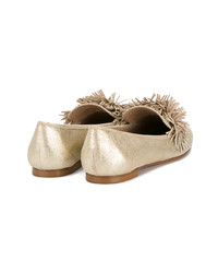 goldene Leder Slipper von Aquazzura