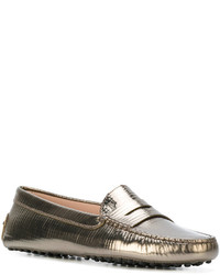 goldene Leder Slipper von Tod's