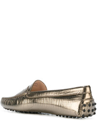 goldene Leder Slipper von Tod's