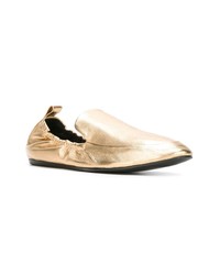 goldene Leder Slipper von Lanvin