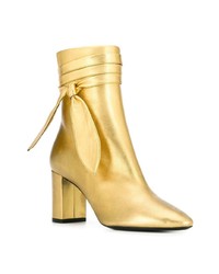 goldene Leder Stiefeletten von Saint Laurent