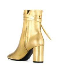 goldene Leder Stiefeletten von Saint Laurent