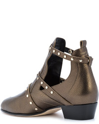 goldene Leder Stiefeletten von Jimmy Choo