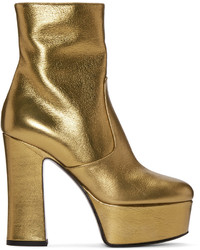 goldene Leder Stiefeletten von Saint Laurent