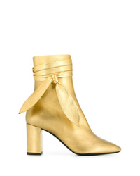 goldene Leder Stiefeletten von Saint Laurent