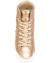 goldene Leder Turnschuhe von Philippe Model