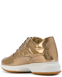 goldene Leder Turnschuhe von Hogan