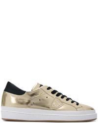 goldene Leder Turnschuhe von Philippe Model