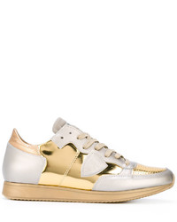 goldene Leder Turnschuhe von Philippe Model