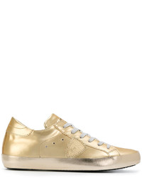 goldene Leder Turnschuhe von Philippe Model