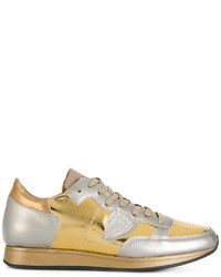 goldene Leder Turnschuhe von Philippe Model