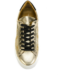 goldene Leder Turnschuhe von Philippe Model