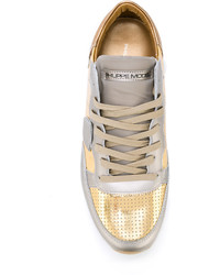 goldene Leder Turnschuhe von Philippe Model