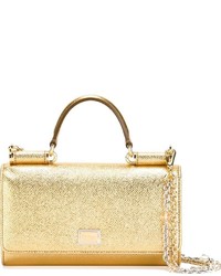 goldene Leder Umhängetasche von Dolce & Gabbana