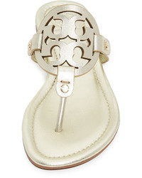 goldene Leder Zehentrenner von Tory Burch