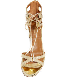 goldene Ledersandalen von Aquazzura