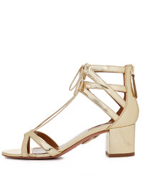 goldene Ledersandalen von Aquazzura