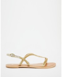 goldene Ledersandalen von Asos