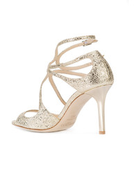 goldene Ledersandalen von Jimmy Choo