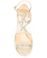 goldene Ledersandalen von Jimmy Choo