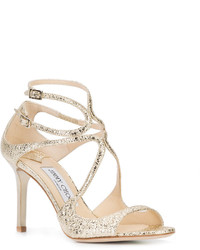 goldene Ledersandalen von Jimmy Choo