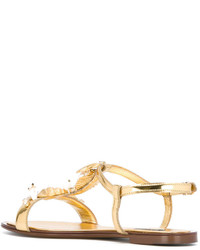 goldene Ledersandalen von Dolce & Gabbana