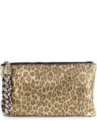 goldene Ledertaschen mit Leopardenmuster