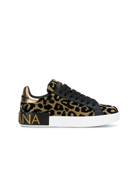goldene niedrige Sneakers mit Leopardenmuster