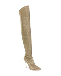 goldene Overknee Stiefel aus Leder von Casadei