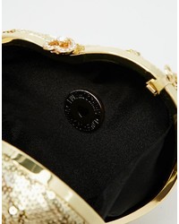 goldene Pailletten Clutch von Love Moschino