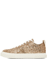 goldene Pailletten niedrige Sneakers von Giuseppe Zanotti