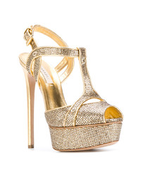 goldene Pailletten Sandaletten von Casadei