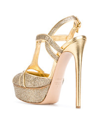 goldene Pailletten Sandaletten von Casadei