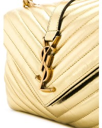 goldene Satchel-Tasche aus Leder von Saint Laurent