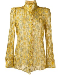 goldene Seide Bluse mit Rüschen von Roberto Cavalli