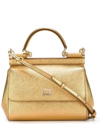 goldene Shopper Tasche aus Leder von Dolce & Gabbana