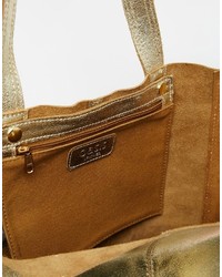 goldene Shopper Tasche aus Leder von Oasis