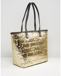 goldene Shopper Tasche von Love Moschino