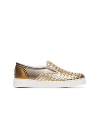 goldene Slip-On Sneakers aus Leder von Bottega Veneta