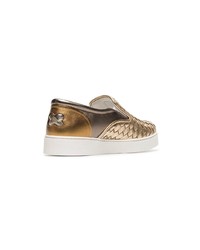 goldene Slip-On Sneakers aus Leder von Bottega Veneta