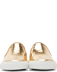goldene Slip-On Sneakers aus Leder