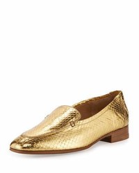 goldene Slipper mit Schlangenmuster