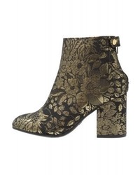 goldene Stiefeletten mit Blumenmuster von Dorothy Perkins