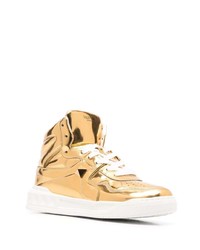 goldene verzierte hohe Sneakers aus Leder von Valentino Garavani