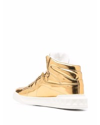 goldene verzierte hohe Sneakers aus Leder von Valentino Garavani