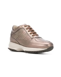 goldene verzierte Leder niedrige Sneakers von Hogan